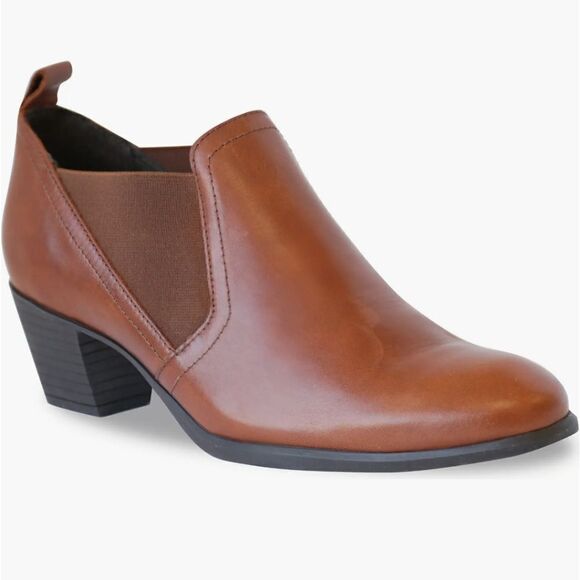 New MUNRO Jessie Bootie Chestnut Anthracite brown leather high heel size 5.5 - Picture 1 of 6